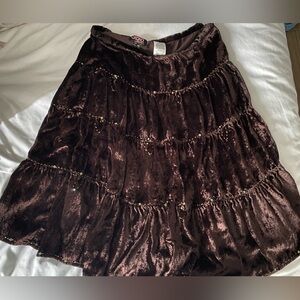 Velvet Brown Flowy Midi Skirt